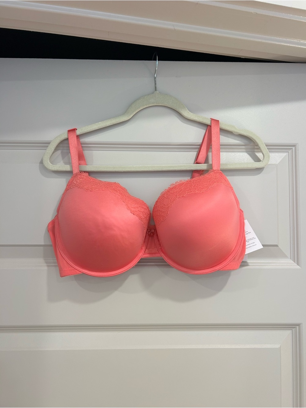 Auden Coral Pink Smooth Lace-Trim T-Shirt Bra